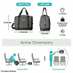 Travel Weekender Overnight Carry-on Shoulder Duffel Tote Bag (8" X 12" X 16 (Large), Black & White Stripes) -LUGGAGE FACTORY Sales 51k3o2dyp L