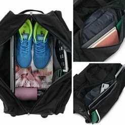 Rolling Duffel Bag, Water Repellent Wheeled Duffel Carry On Luggage 20inch Black -LUGGAGE FACTORY Sales 51ov76AmFdL