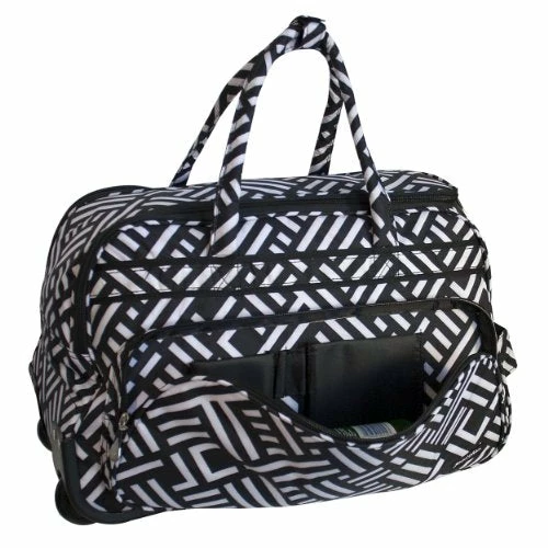 Jenni Chan Signature Deluxe Carry-All Rolling Duffel, Black/White, One Size 6 Jenni Chan Signature Deluxe Carry-All Rolling Duffel, Black/White, One Size - Image 4