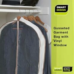 Smart Design Canvas Gusseted Suit Garment Bag W/ Cedar & Zipper - VentilAir Mesh Material - For Suits, Coats, Shirts, & Pants Storage Organization - (42 X 24 Inch) [Clear] -LUGGAGE FACTORY Sales 51trr7EDtJL