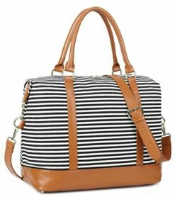 Women Ladies Canvas Weekender Bag Overnight Carry-on Tote Duffel In Trolley Handle (Black Stripe) 17 Women Ladies Canvas Weekender Bag Overnight Carry-on Tote Duffel In Trolley Handle (Black Stripe) -LUGGAGE FACTORY Sales 51uMXwlDs5L