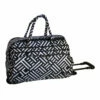 Jenni Chan Signature Deluxe Carry-All Rolling Duffel, Black/White, One Size -LUGGAGE FACTORY Sales 51vosQtMmwL
