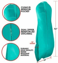 Women's Long Dress Bag – Breathable Wedding Gown Garment Bag -72x24”, 10” Gusset 12 Women's Long Dress Bag – Breathable Wedding Gown Garment Bag -72x24”, 10” Gusset -LUGGAGE FACTORY Sales 51wl7EE0KmL