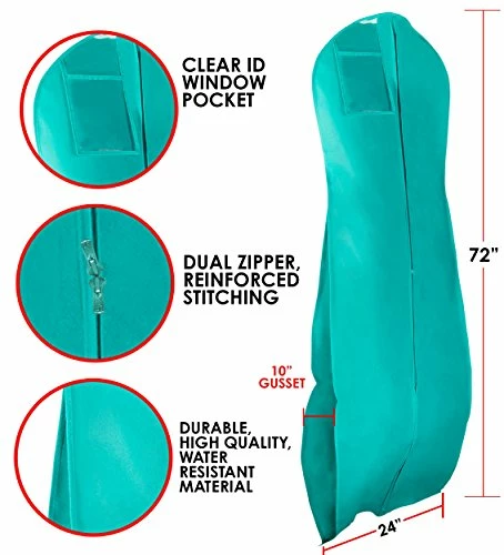 Women's Long Dress Bag – Breathable Wedding Gown Garment Bag -72x24”, 10” Gusset 6 Women's Long Dress Bag – Breathable Wedding Gown Garment Bag -72x24”, 10” Gusset - Image 4