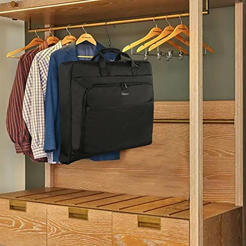 Garment Bags, Large Suit Travel Bag With Pockets & Shoulder Strap, MATEIN Professional Foldable Carry On Bag For Business Trip, Waterproof Luggage Bags For Travel For Men Women, Black 4 Garment Bags, Large Suit Travel Bag With Pockets & Shoulder Strap, MATEIN Professional Foldable Carry On Bag For Business Trip, Waterproof Luggage Bags For Travel For Men Women, Black - Image 2