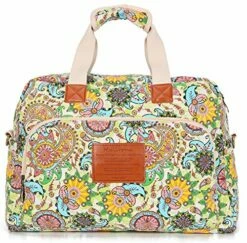 Malirona Canvas Overnight Bag Women Weekender Bag Carry On Travel Duffel Bag Floral Design (Flower) -LUGGAGE FACTORY Sales 614Nlkf8VYL