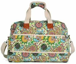Malirona Canvas Overnight Bag Women Weekender Bag Carry On Travel Duffel Bag Floral Design (Flower) -LUGGAGE FACTORY Sales 61KlEFMQ2zL