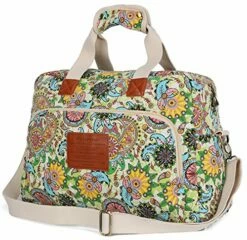 Malirona Canvas Overnight Bag Women Weekender Bag Carry On Travel Duffel Bag Floral Design (Flower) -LUGGAGE FACTORY Sales 61YrKoiPCAL