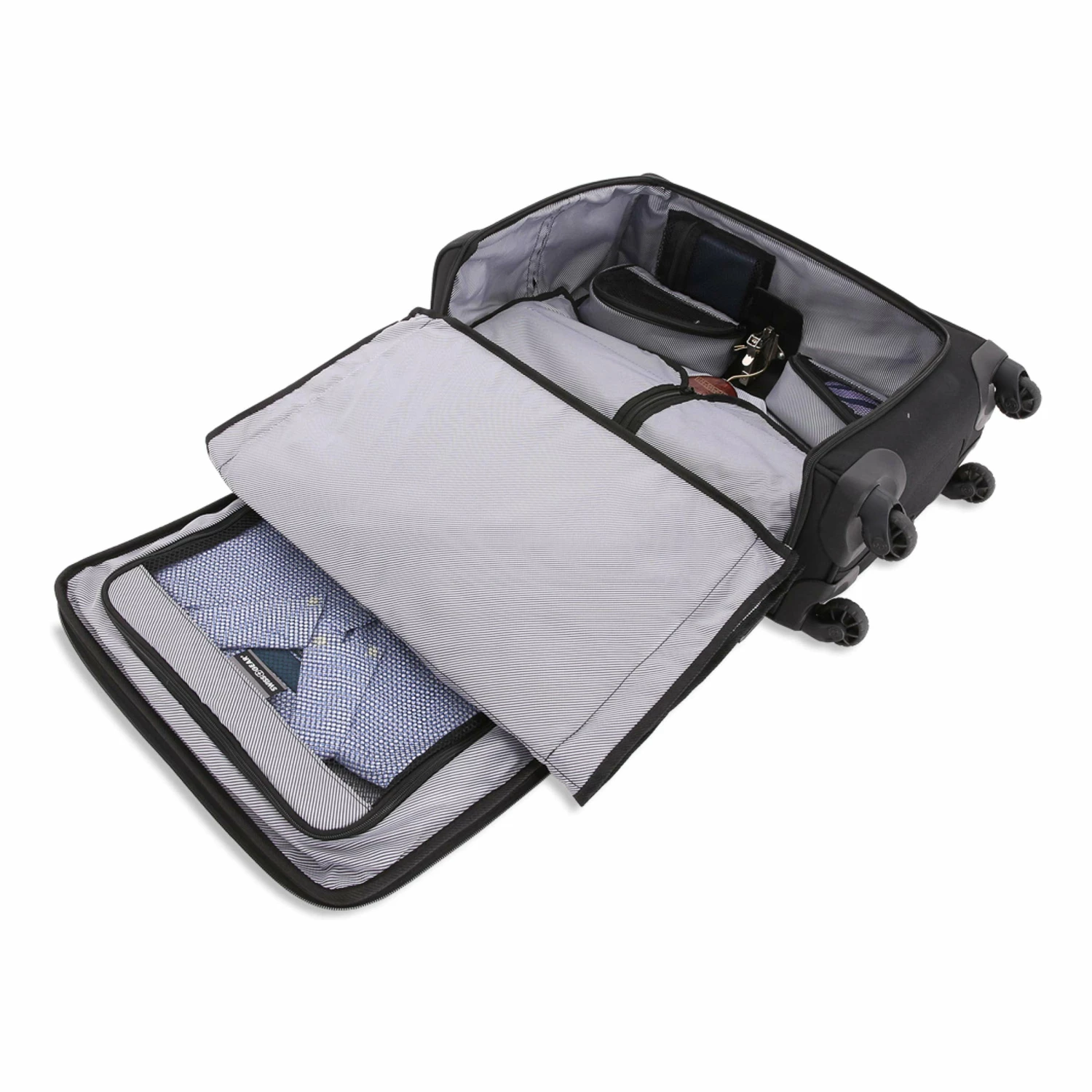 SWISSGEAR Getaway Expandable Carry-On USB Spinner With Garment Bag | Built-in Powerbank-Ready USB Port | Charge-Capable Smart Luggage - Men's And Women's - Black 6 SWISSGEAR Getaway Expandable Carry-On USB Spinner With Garment Bag | Built-in Powerbank-Ready USB Port | Charge-Capable Smart Luggage - Men's And Women's - Black - Image 4
