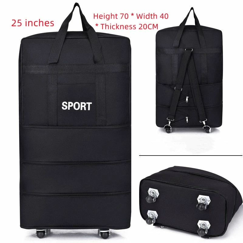 Luggage Bag With Wheels Expandable Folding Oxford Trolley Suitcase 4 Luggage Bag With Wheels Expandable Folding Oxford Trolley Suitcase - Image 2