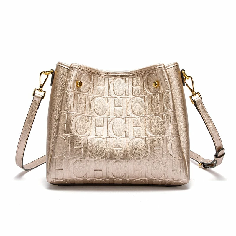 New Pu Bucket Bag Fashion Stitching Wild Messenger Brand Women's 6 New Pu Bucket Bag Fashion Stitching Wild Messenger Brand Women's - Image 4