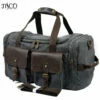 Man Vintage Military Travel Duffel Bag Multi-Pocket Canvas Overnight Bag Leather Weekend Carry On -LUGGAGE FACTORY Sales product image 842277432