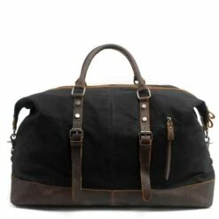 Waterproof Duffel Bag Men Canvas Carry On Weekend Bags Vintage Military Shoulder Handbag Leather 11 Waterproof Duffel Bag Men Canvas Carry On Weekend Bags Vintage Military Shoulder Handbag Leather -LUGGAGE FACTORY Sales product image 866425718