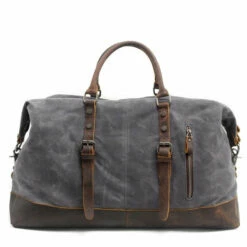 Waterproof Duffel Bag Men Canvas Carry On Weekend Bags Vintage Military Shoulder Handbag Leather 10 Waterproof Duffel Bag Men Canvas Carry On Weekend Bags Vintage Military Shoulder Handbag Leather -LUGGAGE FACTORY Sales product image 866425719