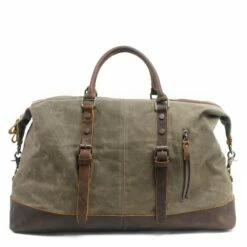 Waterproof Duffel Bag Men Canvas Carry On Weekend Bags Vintage Military Shoulder Handbag Leather 8 Waterproof Duffel Bag Men Canvas Carry On Weekend Bags Vintage Military Shoulder Handbag Leather -LUGGAGE FACTORY Sales product image 866425720