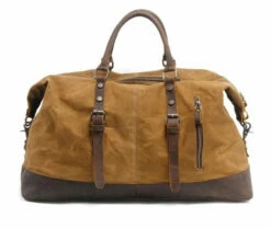 Waterproof Duffel Bag Men Canvas Carry On Weekend Bags Vintage Military Shoulder Handbag Leather 9 Waterproof Duffel Bag Men Canvas Carry On Weekend Bags Vintage Military Shoulder Handbag Leather -LUGGAGE FACTORY Sales product image 866425721