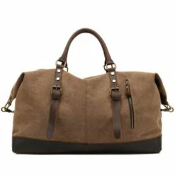 2018 New Canvas Leather Men Travel Bags Carry On Luggage Bags Men Duffel Bags High Capacity -LUGGAGE FACTORY Sales product image 906440946