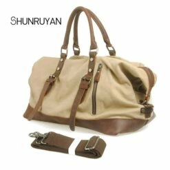 Shunruyan Canvas Cow Leather Men Travel Bags Carry On Luggage Bags Men Duffel Bags Travel Tote 18 Shunruyan Canvas Cow Leather Men Travel Bags Carry On Luggage Bags Men Duffel Bags Travel Tote -LUGGAGE FACTORY Sales product image 906444783